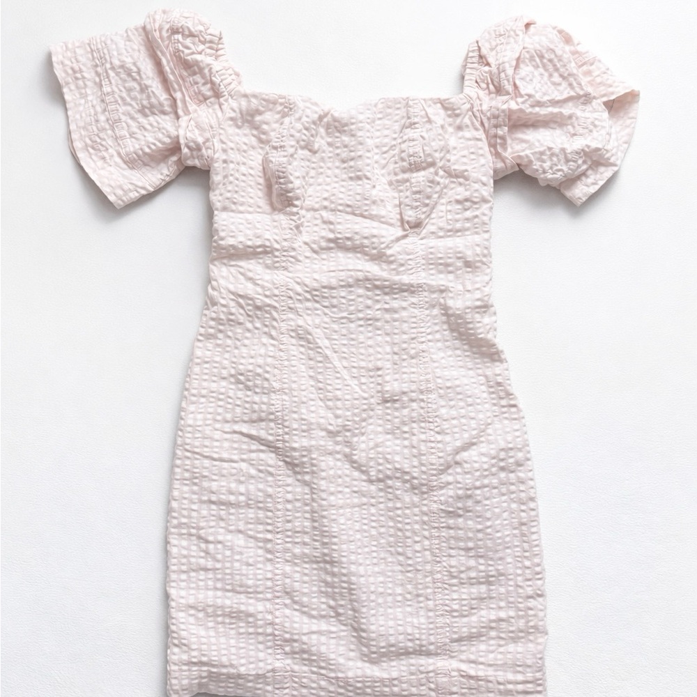 GUESS Pink Textured Plaid Off-Shoulder Mini Dress